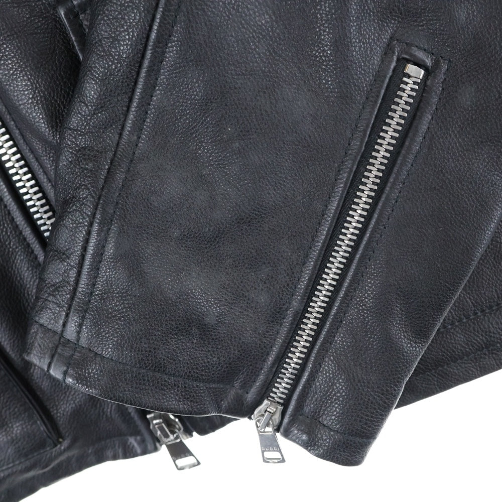 GUCCI(グッチ) シングルライダース レザージャケット ブラック