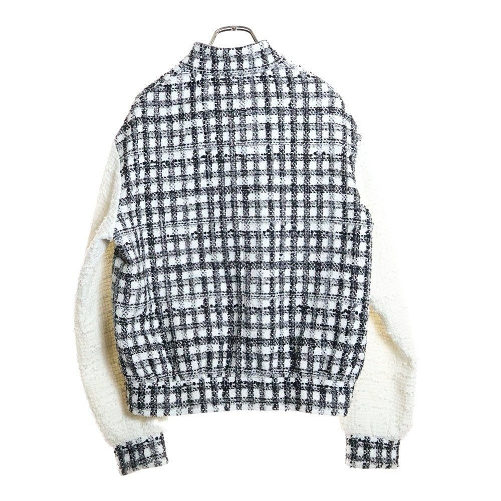 CHANEL(シャネル) 25SS ココマークボタン パール装飾 ギンガムチェック ツイードジャケット ホワイト/ブラック P79009V71198