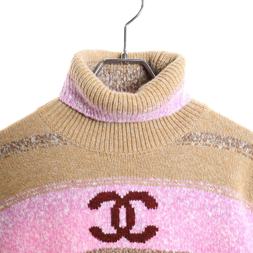 CHANEL(シャネル) ココネージュ タートルネック マルチボーダー ニットセーター ピンク/ブラウン P77381K11233