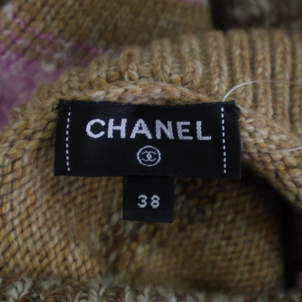 CHANEL(シャネル) ココネージュ タートルネック マルチボーダー ニットセーター ピンク/ブラウン P77381K11233