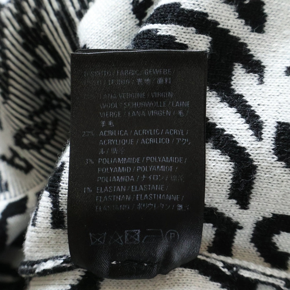BALENCIAGA(バレンシアガ) 総柄ロゴデザイン ウール混クルーネック長袖ニット ブラック/ホワイト 583153 T1535