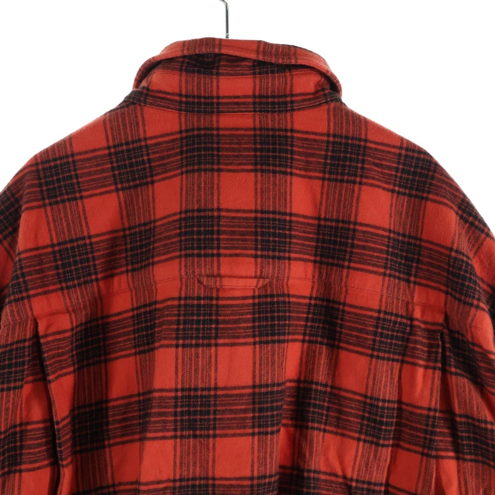 BALENCIAGA(バレンシアガ) ドッキングデザイン チェック柄コットンシャツ レッド 699371 TNM25
