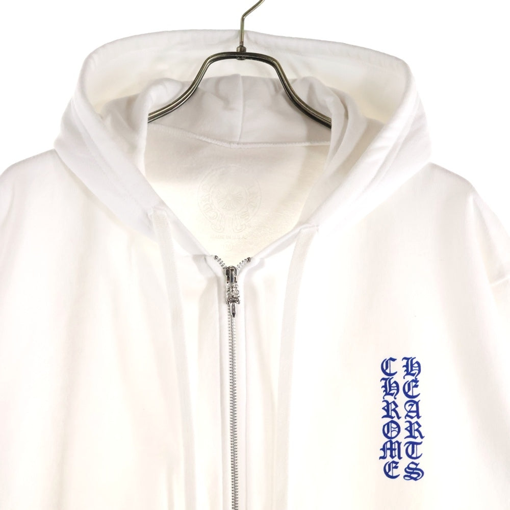 CHROME HEARTS(クロムハーツ) SWTSHRT HD ZIP アームロゴ ジップアップ パーカー ホワイト/ブルー