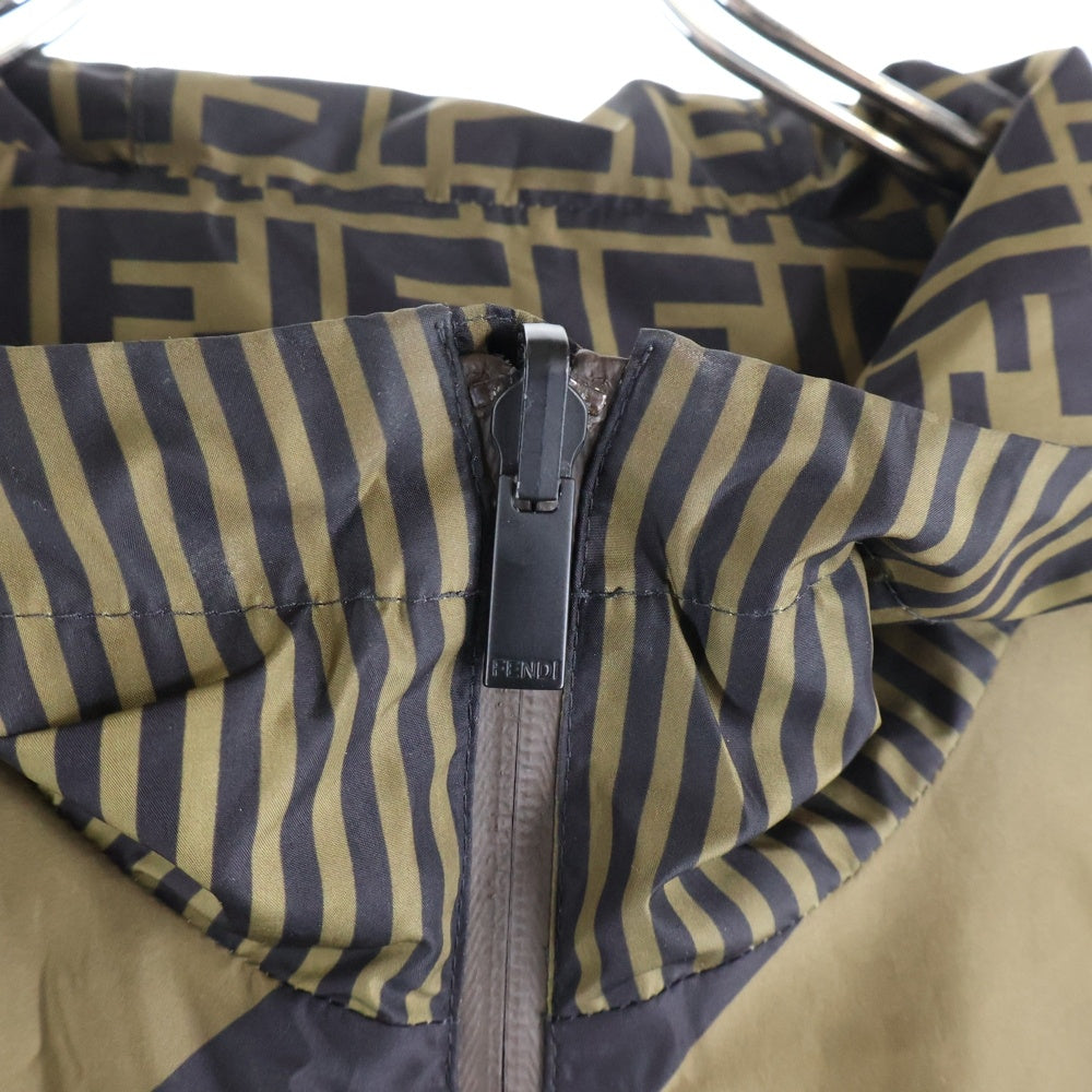 FENDI FAA615 A79N ズッカ柄 リバーシブルブルゾン メンズ 50 FENDI】フェンディ『FFロゴ ズッカ柄 ストライプ リバーシブル ジップ