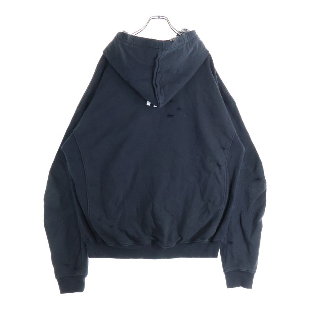 cvtvlist(カタリスト) 23AW 3D LOGO USUAL HOODIE ヴィンテージクラッシュ加工 ロゴスウェットフーディーパーカー ブラック 230190301