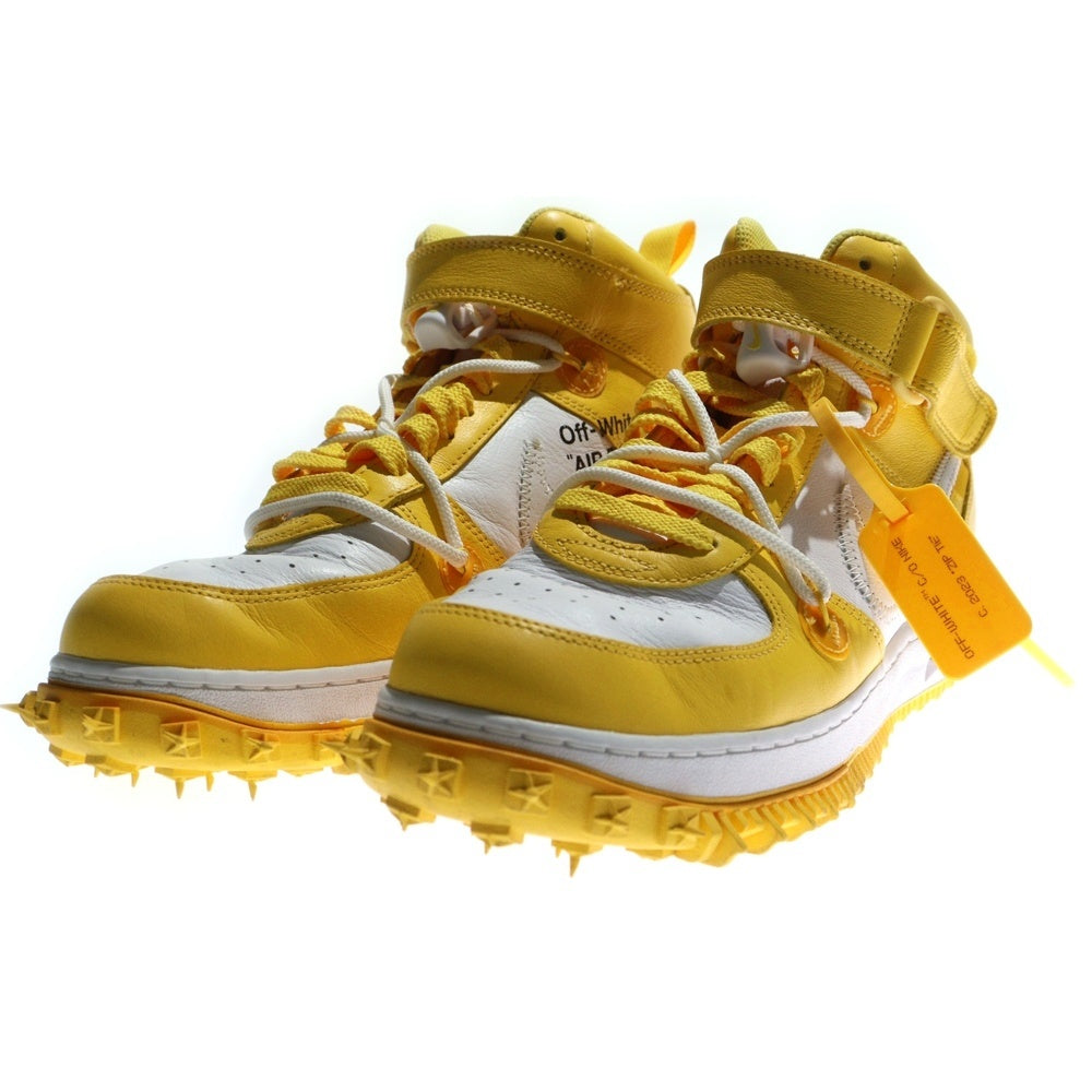 NIKE(ナイキ) ×OFF-WHITE AIR FORCE 1 MID SP LTHR オフホワイト エア フォース 1 ミッドカットスニーカー ホワイト/イエロー US10/28cm DR0500-101