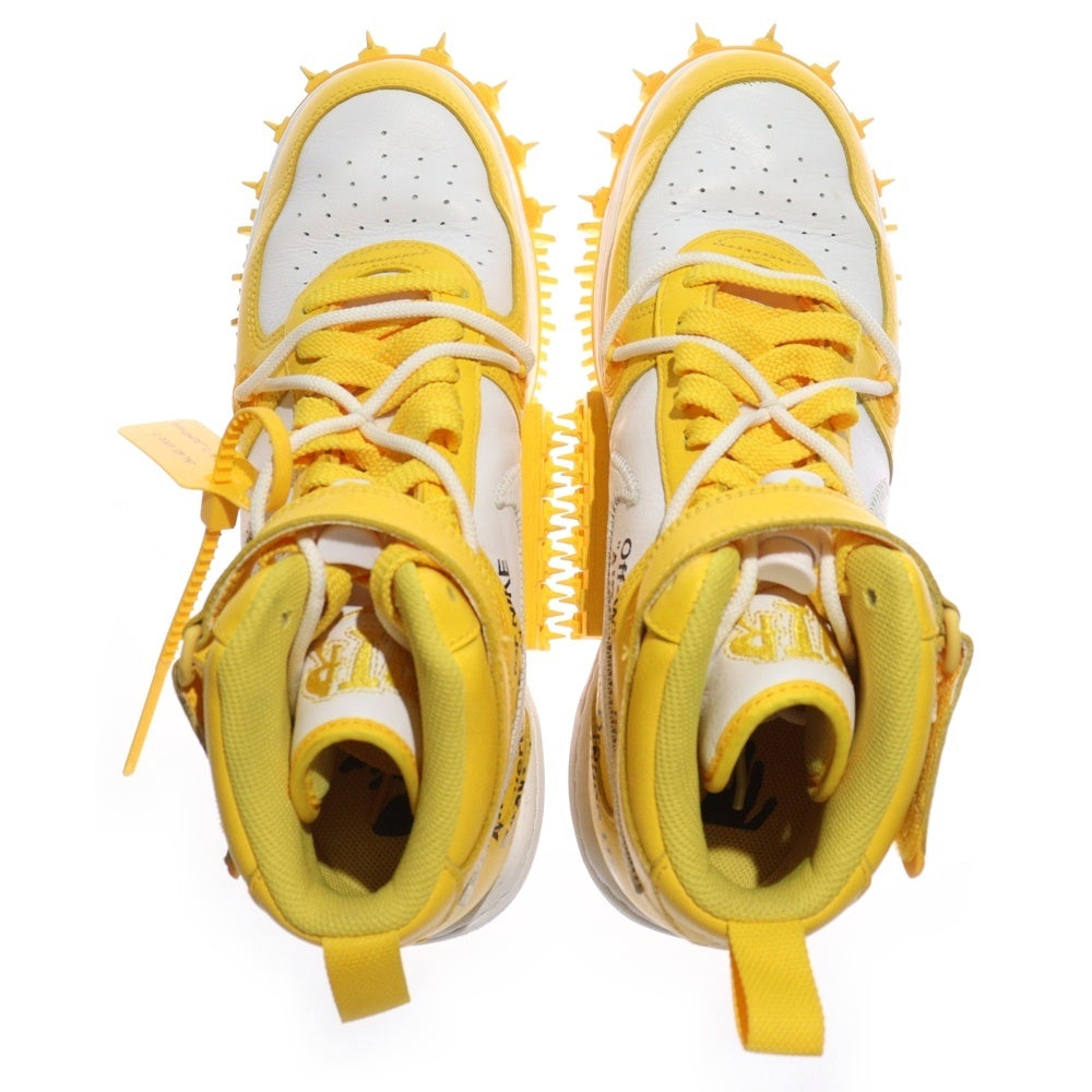 NIKE(ナイキ) ×OFF-WHITE AIR FORCE 1 MID SP LTHR オフホワイト エア フォース 1 ミッドカットスニーカー ホワイト/イエロー US10/28cm DR0500-101