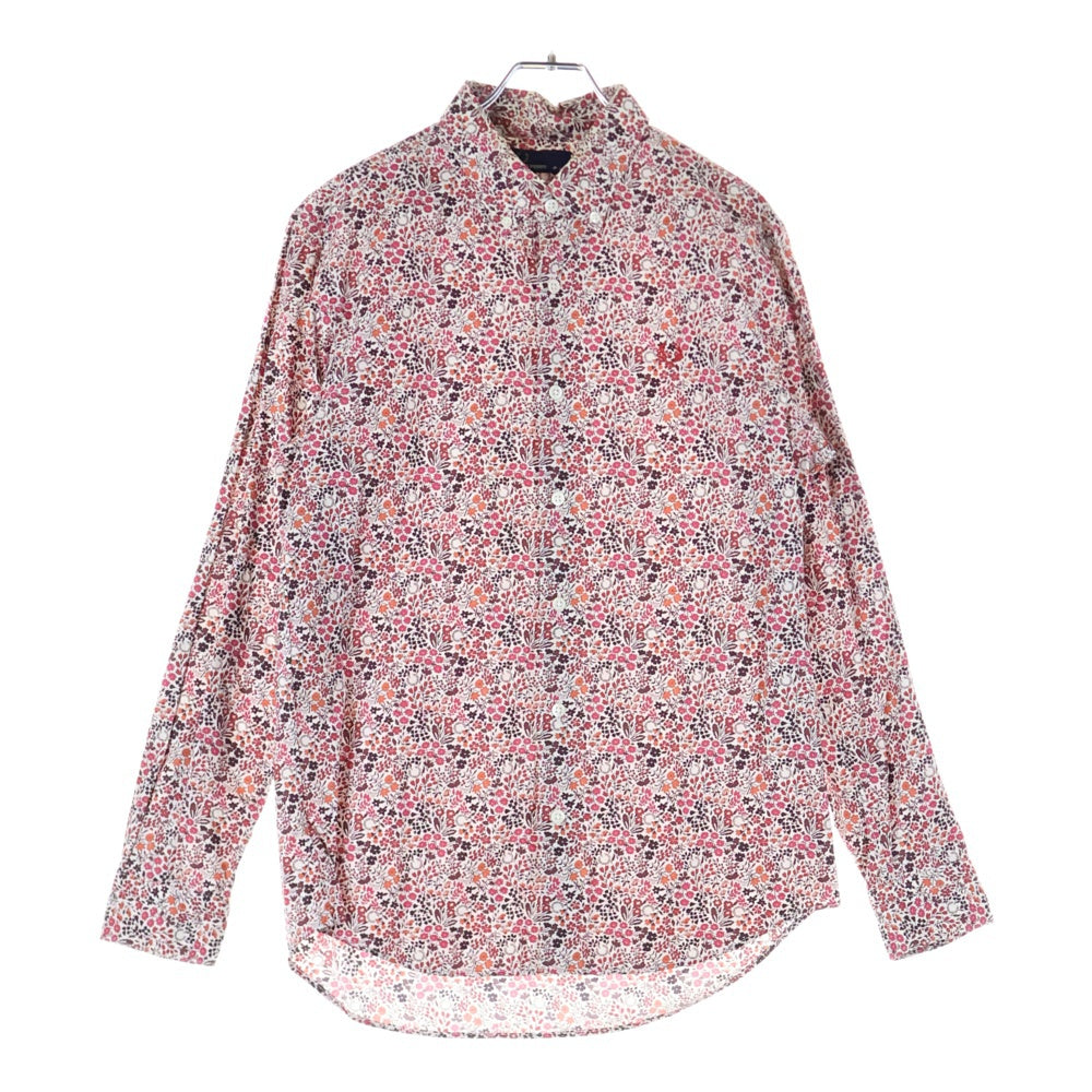 FRED PERRY(フレッドペリー) 月桂樹ロゴ 総柄長袖シャツ レッド F4301