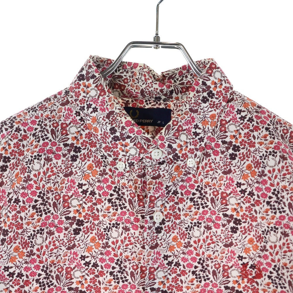 FRED PERRY(フレッドペリー) 月桂樹ロゴ 総柄長袖シャツ レッド F4301