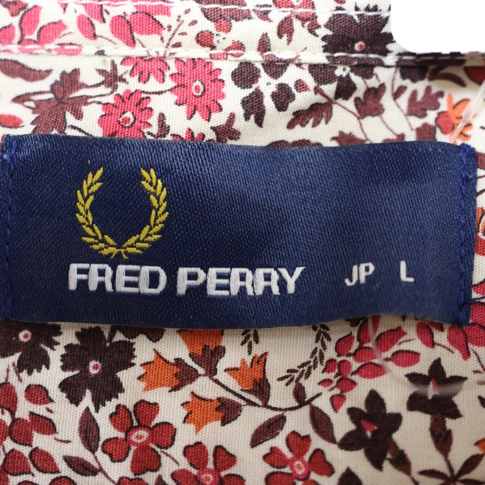 FRED PERRY(フレッドペリー) 月桂樹ロゴ 総柄長袖シャツ レッド F4301