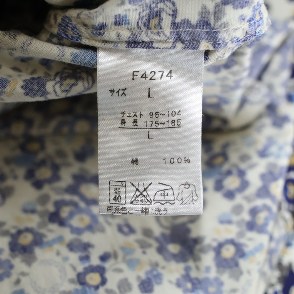 FRED PERRY(フレッドペリー) 月桂樹ロゴ 総柄長袖シャツ ブルー F4274