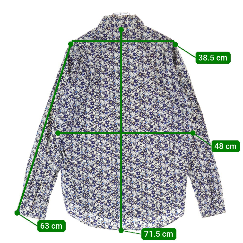 FRED PERRY(フレッドペリー) 月桂樹ロゴ 総柄長袖シャツ ブルー F4274