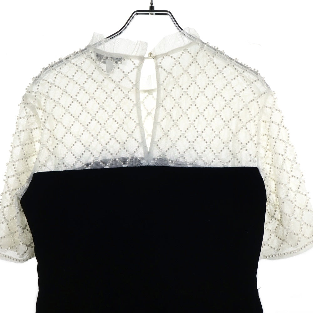 & Other Stories(アンド アザー ストーリーズ) パール装飾 ベロア切り替え ワンピース レディース ブラック