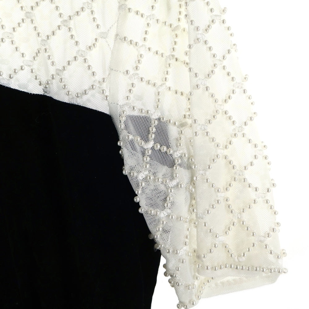 & Other Stories(アンド アザー ストーリーズ) パール装飾 ベロア切り替え ワンピース レディース ブラック