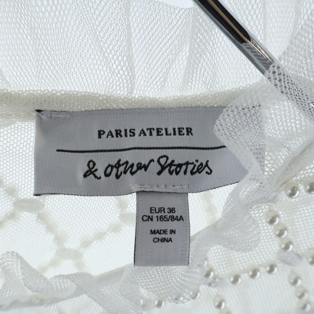 & Other Stories(アンド アザー ストーリーズ) パール装飾 ベロア切り替え ワンピース レディース ブラック