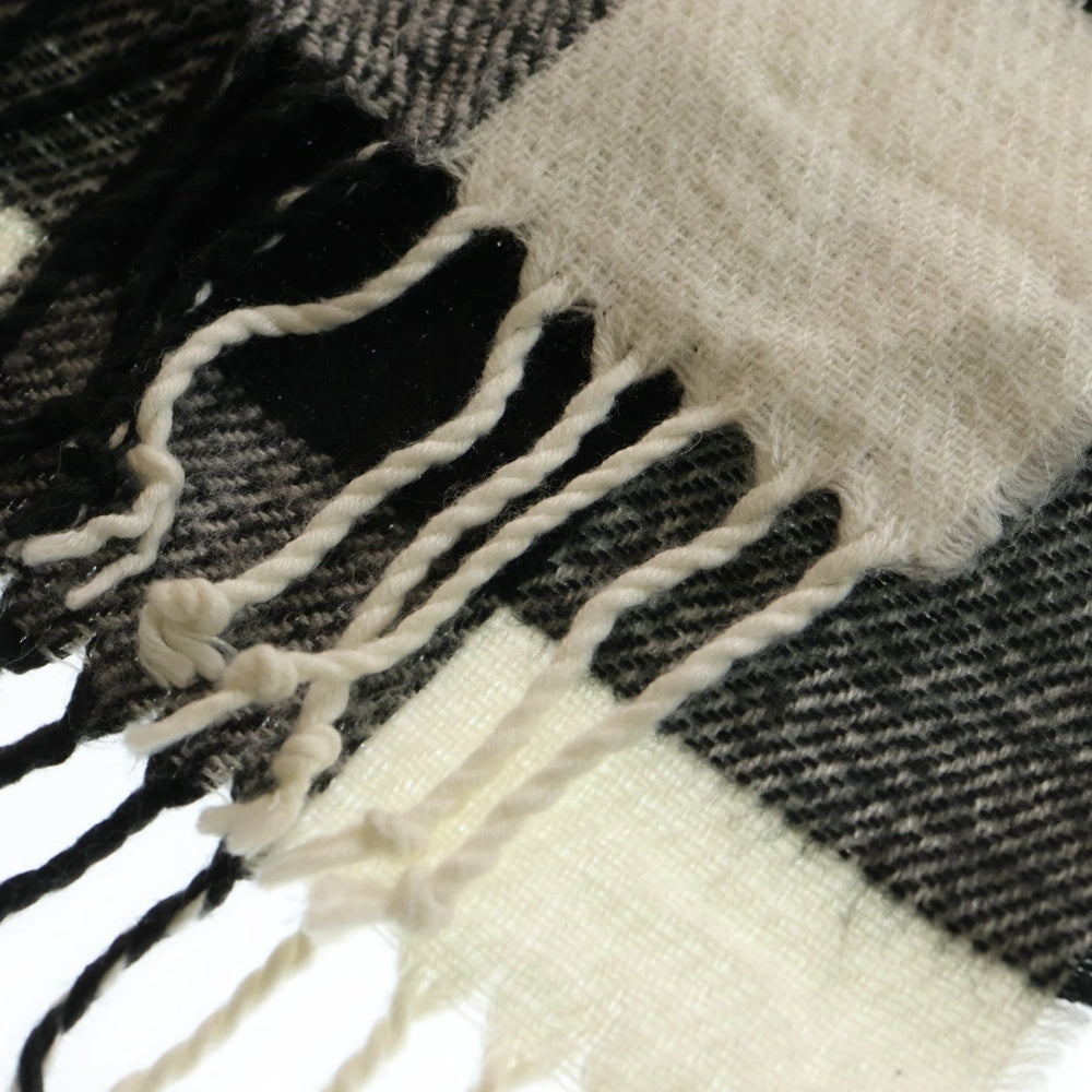 Abercrombie&Fitch(アバクロンビーアンドフィッチ) チェック柄 大判ストール マフラー ホワイト/ブラック レディース