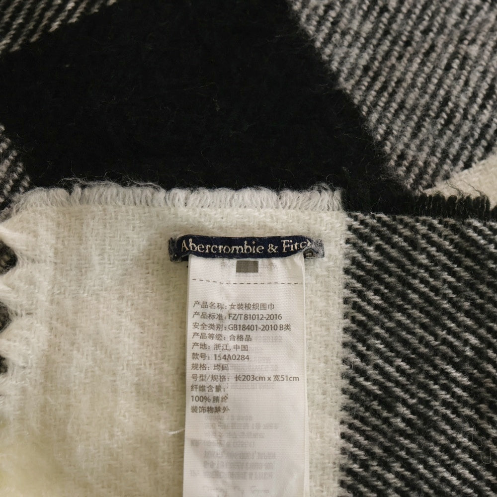 Abercrombie&Fitch(アバクロンビーアンドフィッチ) チェック柄 大判ストール マフラー ホワイト/ブラック レディース