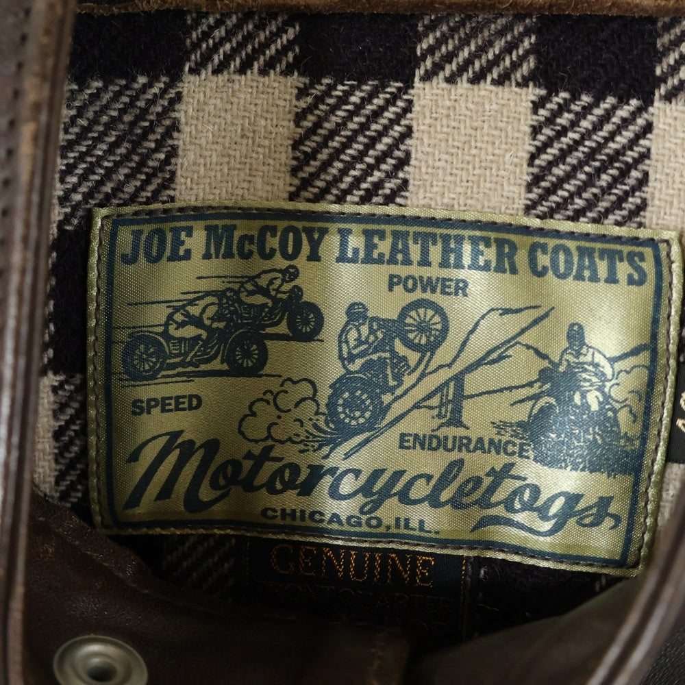 JOE McCOY(ジョーマッコイ) 復刻 レプリカ 30s ハト目ジップ ホースハイド 袖切り替えシングルライダースジャケット ブラウン