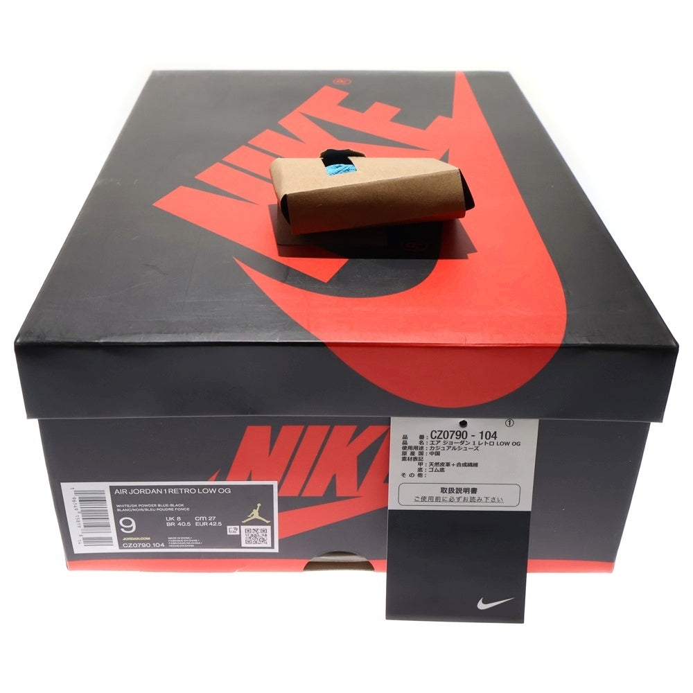 NIKE(ナイキ) AIR JORDAN 1 LOW OG BLACK POWDER BLUE UNC エアジョーダン1 ローカットスニーカー ブルー/ブラック/ホワイト US8.5/26.5cm CZ0790-104