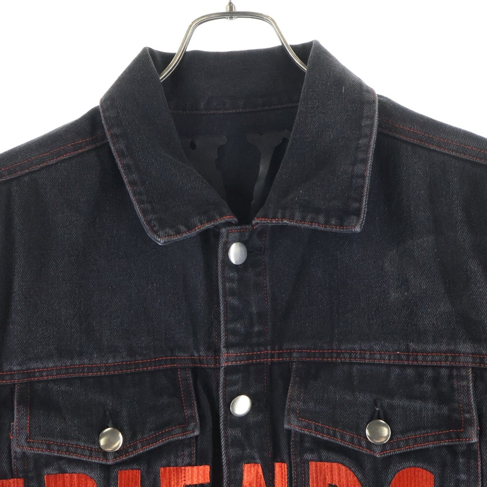 VLONE(ヴィーロン) FRIENDS DENIM JACKET フレンズ フロント刺繍 バックロゴ デニムジャケット ブラック/レッド