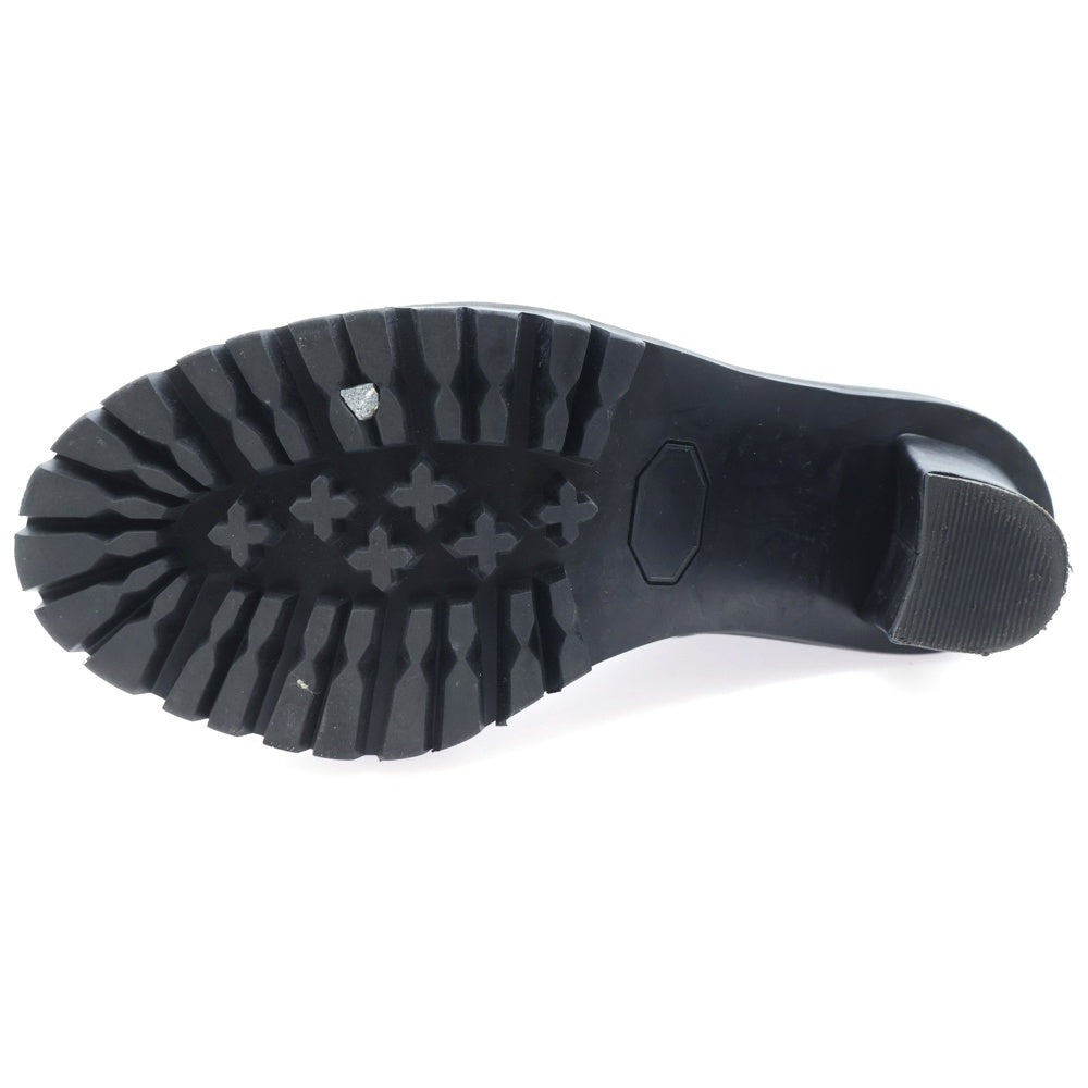 A LEATHER(エーレザー) フロントジップレザーハイヒールショートブーツ レディース ブラック ALHB1