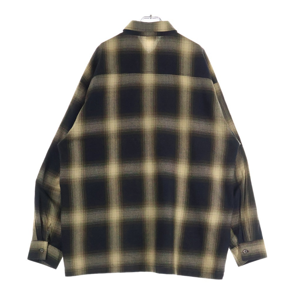 NO BRAND(ノーブランド) CalTop ワッペン ロゴ フランネルシャツ 長袖シャツ ブラック/イエロー