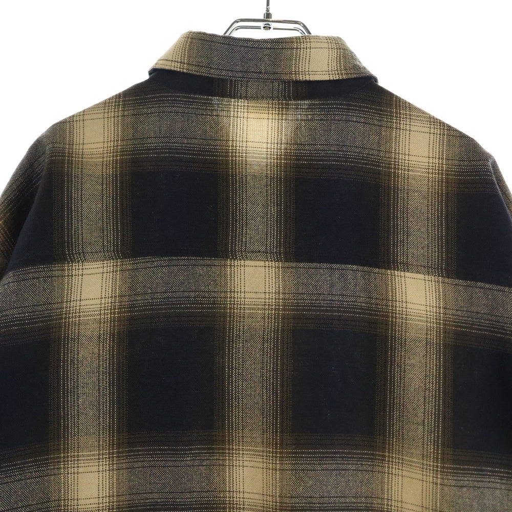NO BRAND(ノーブランド) CalTop ワッペン ロゴ フランネルシャツ 長袖シャツ ブラック/イエロー