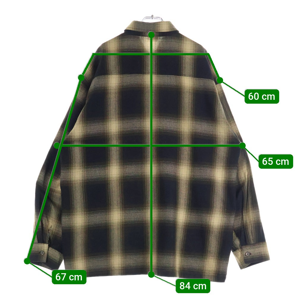 NO BRAND(ノーブランド) CalTop ワッペン ロゴ フランネルシャツ 長袖シャツ ブラック/イエロー