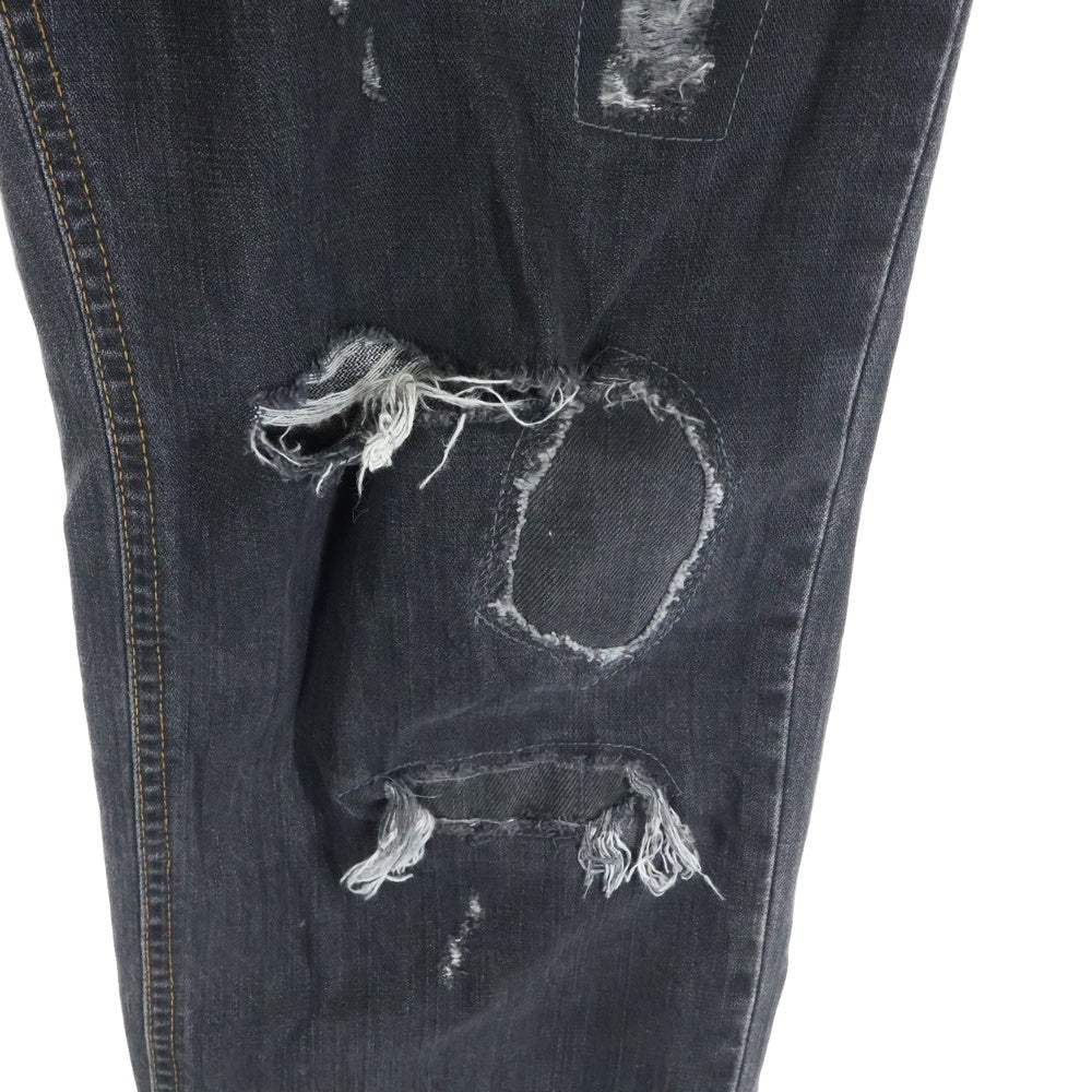 DOLCE & GABBANA(ドルチェアンドガッバーナ) ダメージ加工 デニムパンツ ストレートジーンズ ブラック G46KLD G8E22