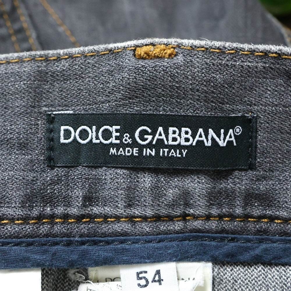 DOLCE & GABBANA(ドルチェアンドガッバーナ) ダメージ加工 デニムパンツ ストレートジーンズ ブラック G46KLD G8E22