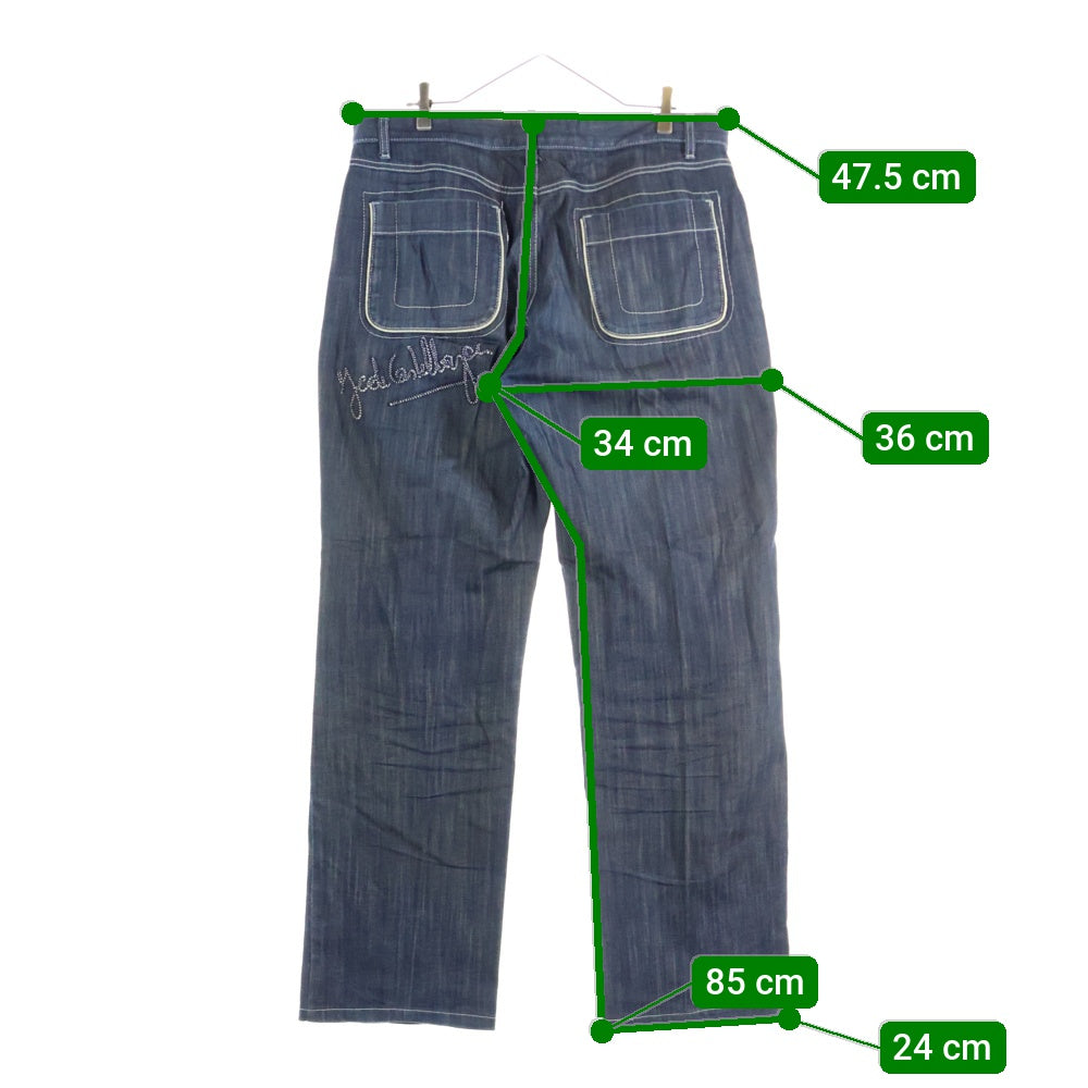 CASTELBAJAC(カステルバジャック) バック刺繡 レイヤードポケット ワイドデニムパンツ ジーンズ インディゴ 7713-1703