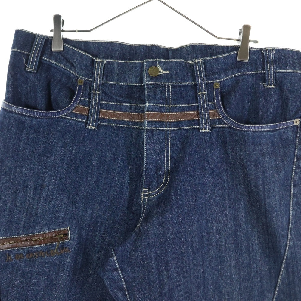 CASTELBAJAC(カステルバジャック) レザーライン ジップポケット デニムパンツ ストレートジーンズ インディゴ 7931-1721