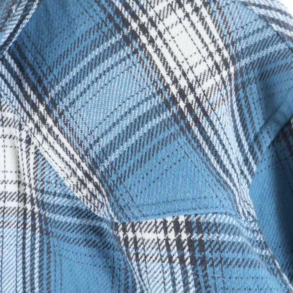 DENIME(ドゥニーム) チェック柄 長袖ウエスタンネルシャツ ブルー