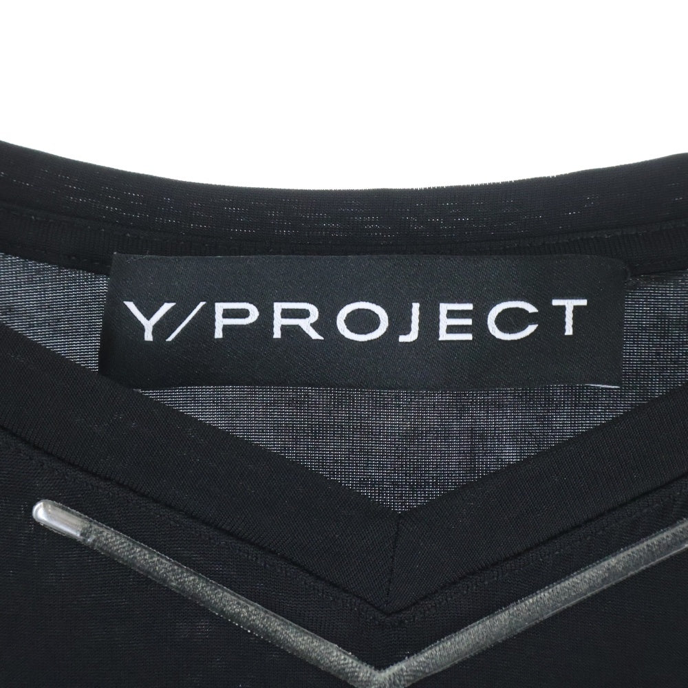 Y/PROJECT(ワイプロジェクト) フロントYロゴ Vネックノースリーブトップス レディース ブラック 204TS007