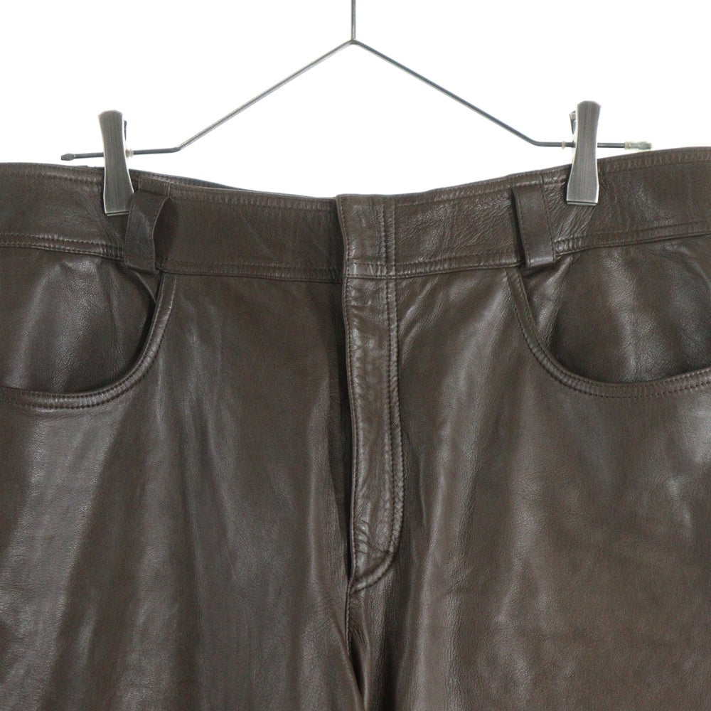 GIANNI VERSACE(ジャンニ ヴェルサーチ) ストレート レザーロングパンツ ブラウン