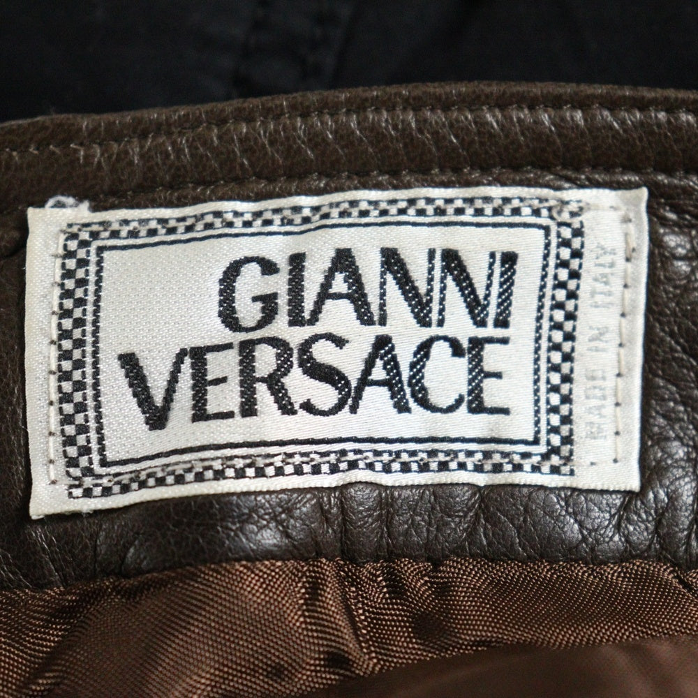 GIANNI VERSACE(ジャンニ ヴェルサーチ) ストレート レザーロングパンツ ブラウン