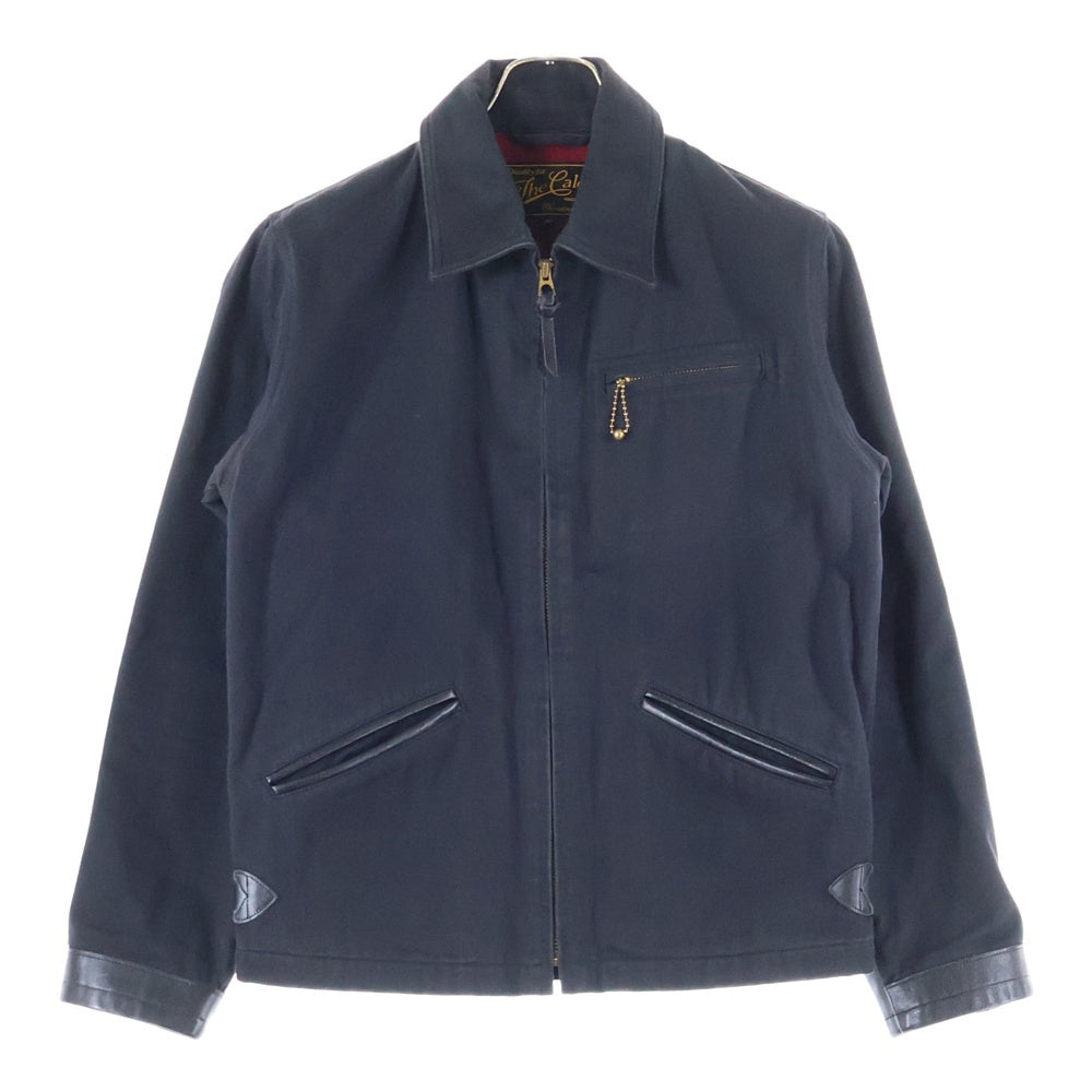 CALEE(キャリー) ウール ジップアップ レザー切り替え ワークジャケット ブラック