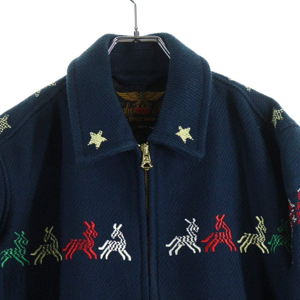 CALEE(キャリー) バックロゴ刺繍 中綿 ジップアップ スーベニア