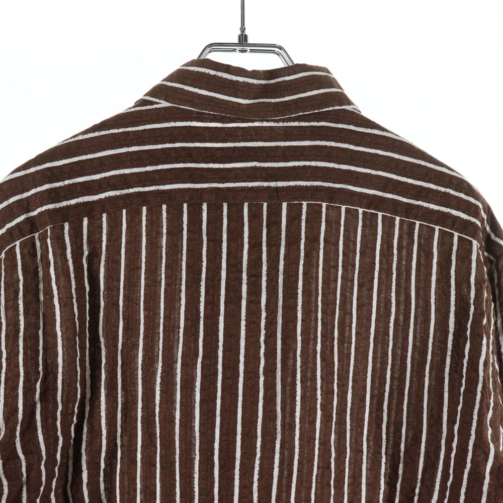 GUYROVER(ギローバー) ストライプ柄 長袖シャツ ブラウン