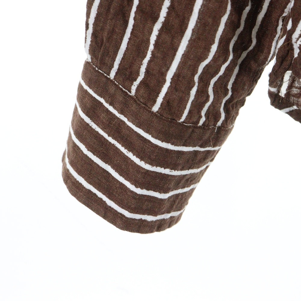 GUYROVER(ギローバー) ストライプ柄 長袖シャツ ブラウン