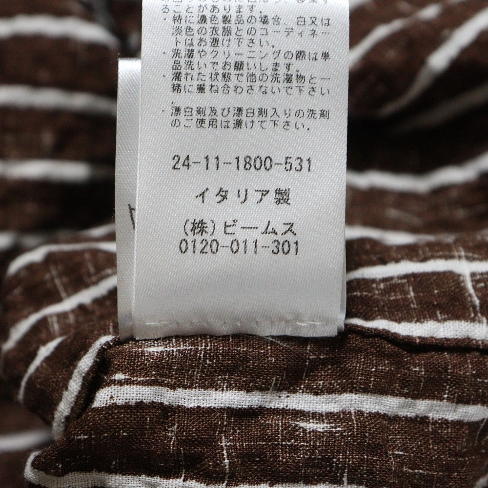GUYROVER(ギローバー) ストライプ柄 長袖シャツ ブラウン