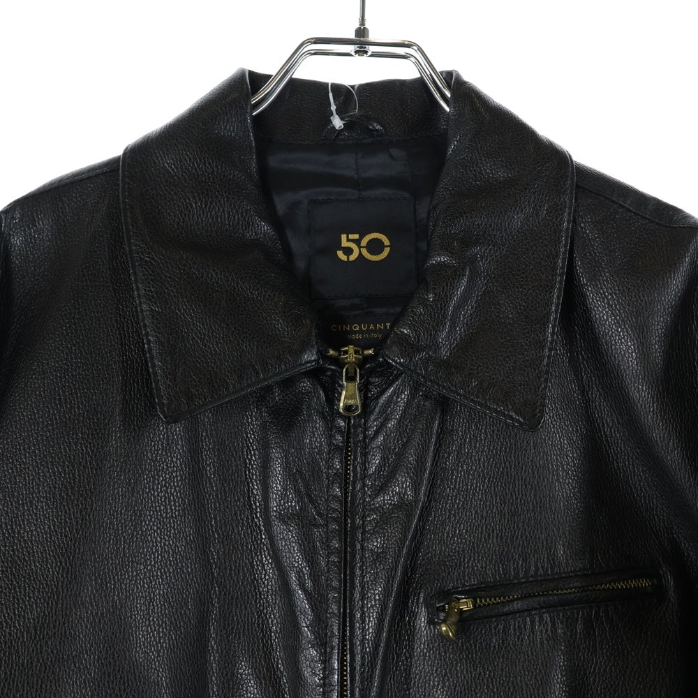 Cinquanta(チンクアンタ) ジップアップ レザージャケット ブラック 3624
