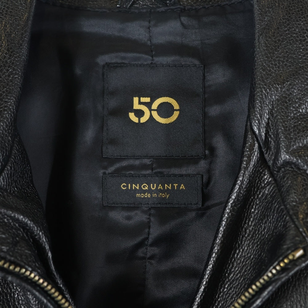 Cinquanta(チンクアンタ) ジップアップ レザージャケット ブラック 3624