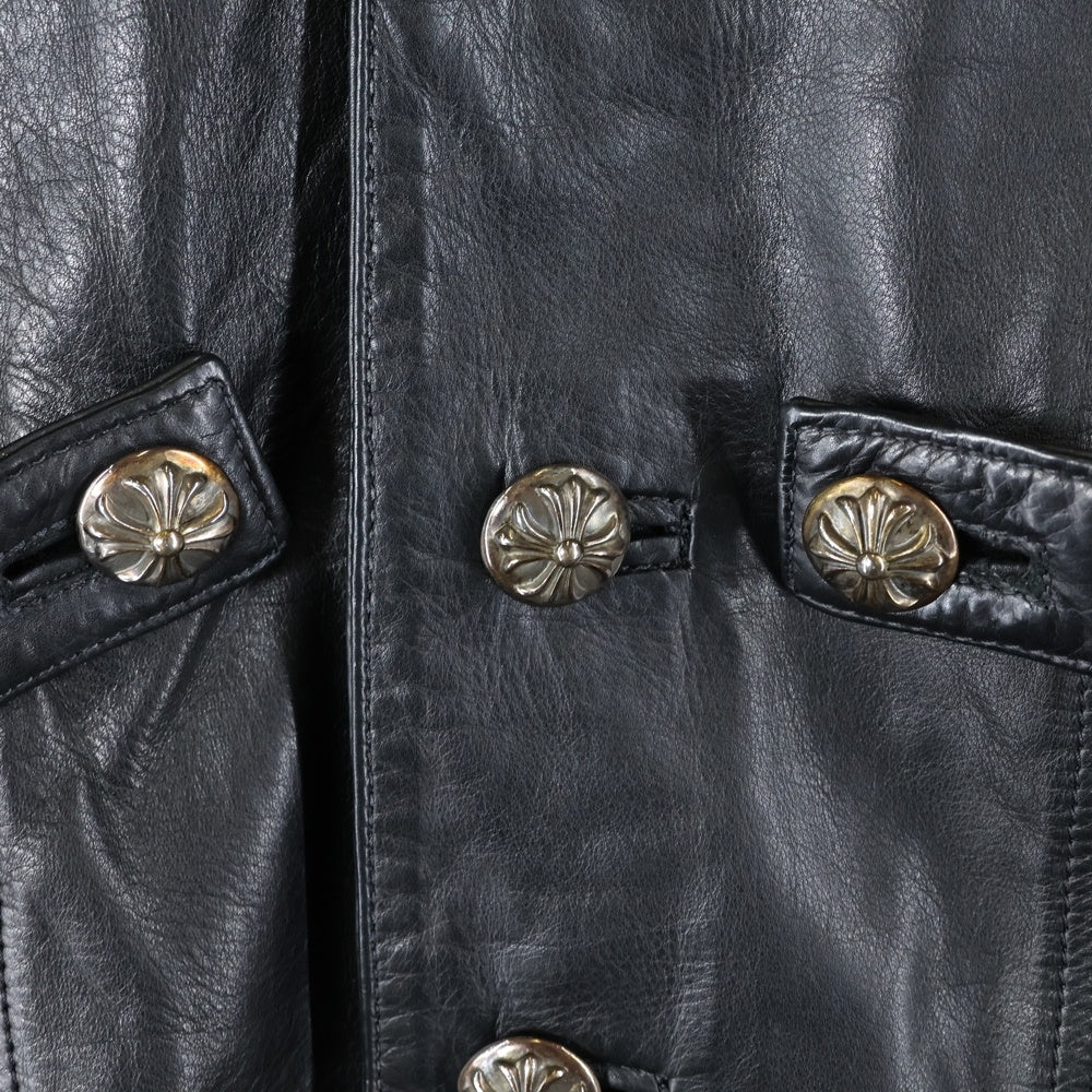 CHROME HEARTS(クロムハーツ) クロスボールボタン レザーロングコート