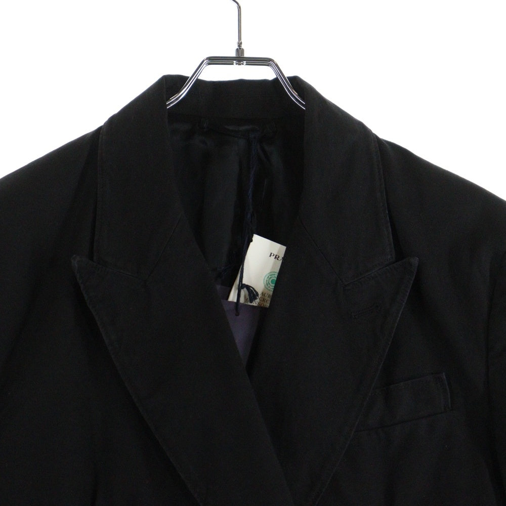 PRADA(プラダ) ダブルブレスト テクニカル コットンロングチェスターコート ブラック UC5081