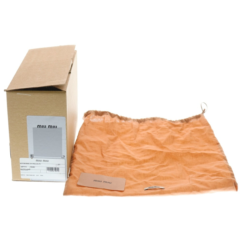 miumiu(ミュウミュウ) Belle ベル マテラッセ メタルロゴプレート がま口レザーチェーンショルダーバッグ ブラック 5BP016 レディース