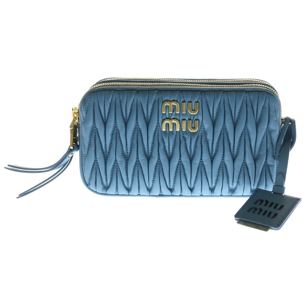 miumiu(ミュウミュウ) マテラッセ メタルロゴプレート レザーチェーンショルダーバッグ レディース