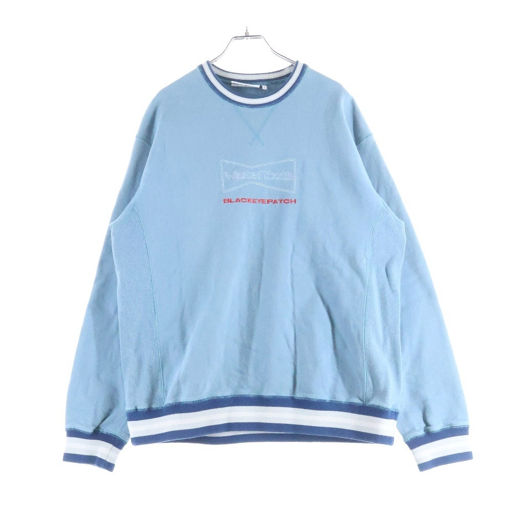 THE BLACK EYE PATCH(ブラックアイパッチ) 21SS ×Wasted Youth ロゴ刺繍クルーネック長袖スウェット ブルー