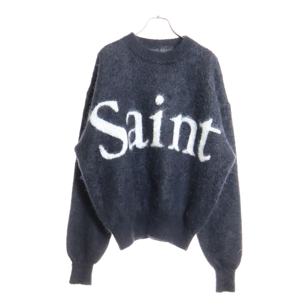 SAINT MICHAEL(セントマイケル) 23AW CREW NECK KNIT フロントロゴ モヘアニット セーター ブラック SM-A23-0000-042