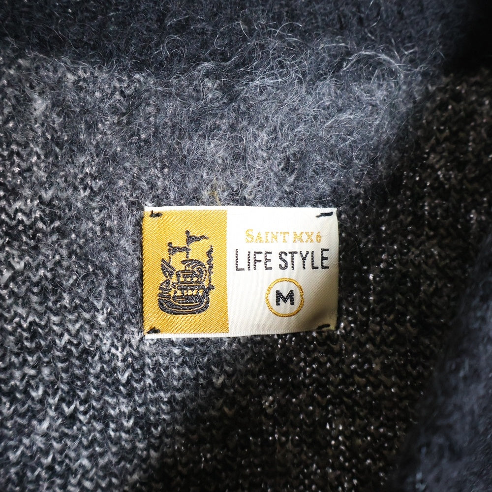 SAINT MICHAEL(セントマイケル) 23AW CREW NECK KNIT フロントロゴ モヘアニット セーター ブラック SM-A23-0000-042